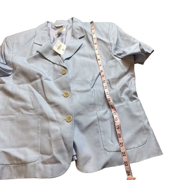 NWT TALBOTS Women’s Vintage Rayon Linen Short Sleeve Button Down Blazer in Blue - Picture 8 of 8